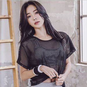 메쉬 시스루티셔츠 여자크롭티 레이어드티 망사