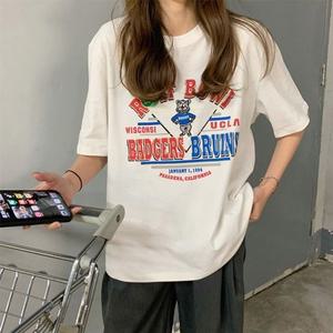 여성 곰돌이티셔츠 캐주얼 데일리 오버핏티셔츠 깔끔