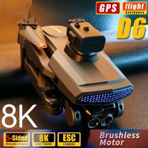 입문용 농업용 드론 D6 전문 듀얼 카메라 8K HD 항공 사진 광학 5 방향 GPS 장애물 회피 쿼드콥터 5000m 신