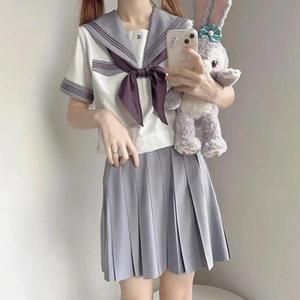 [JHP9SO41_51IB]라이트퍼플 학생복 복고 반팔 세라복 학생