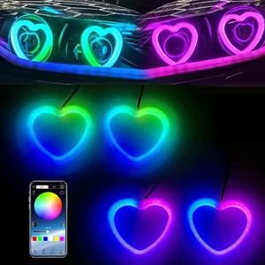 자동차 엔젤 아이즈 RGB 코튼 헤일로 링, 12V LED 헤드라이트, DRL 오토바이 모토 엔젤 아이 하트 모양, 앰