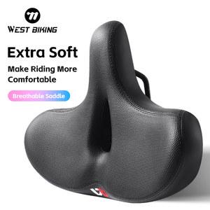 뒷자리 WEST BIKING 넓은 자전거 새들 편안한 인체 공학적 시트 부드러운 충격 흡수 방수 사이클링 쿠션 부품