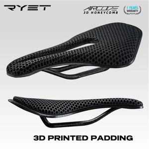 뒷자리 RYET 풀 카본 새들 3D 프린트 자전거 초경량 편안한 MTB 도로 사이클링 시트 부품 150mm