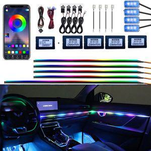 자동차 실내 엠비언트 라이트 풋등 무드등 LED 심포니 주변 조명 RGB 장식 아크릴 스트립 앱 제어 범용 분