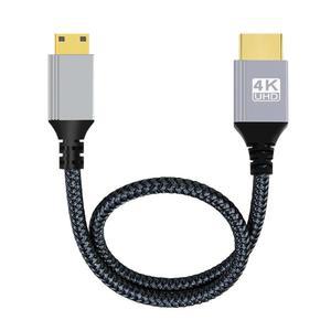 NFHK 4K 60hz HDMI 2.0 수 미니 HDMI 타입C 수 케이블 슬리브 스트레이트 커넥터 포함 HDTV 컴퓨터 노트북
