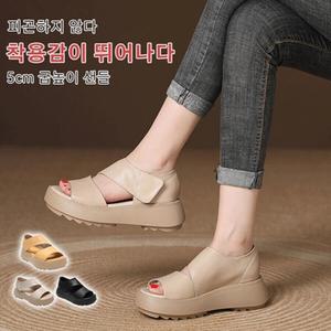 특가여성 소프트 송편 통굽 샌들 빈티지 로마 샌들 부담 경감/초경량/충격 흡수