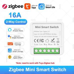 투야 스마트봇Tuya ZigBee 스마트 미니 라이트 스위치 2 웨이 제어 차단기 릴레이 16A 라이프 APP 음성 Ale
