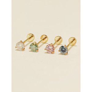 [미니멀피어싱][1mm/1.2mm]14K 인터널 모이사나이트 다이아 미니 삼각 라블렛 피어싱