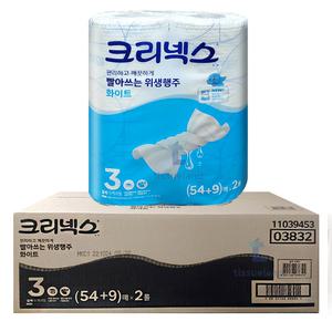 크리넥스 빨아쓰는 위생행주 화이트 54+9매 2롤x9개 (도톰지수3)