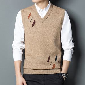 남성조끼 가을 겨울 민소매 니트 스웨터 울 캐주얼 조끼 양털 브이넥 1종