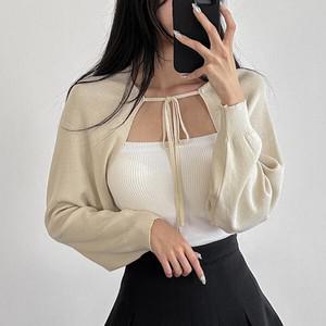 라이니 여리핏 리본 니트 볼레로 가디건 ou-4043c