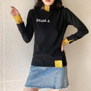 [OFKM5650]간절기용 레터와펜패치 이중손목 목폴라티셔츠