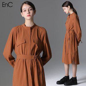 [EnC] 베니스 스탠드 카라 벨티드 롱 원피스