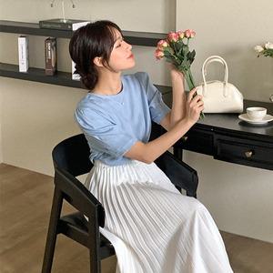 핫핑 드나 스티치 퍼프 반팔블라우스