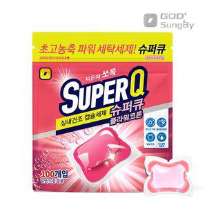 [GODSUNGBY]갓성비 슈퍼큐 플라워코튼 100개입 대용량 고농축 세탁 드럼 일반겸용 캡슐세제