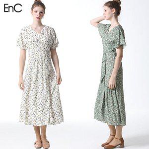 [EnC] 브이넥 사선 프릴 트임 원피스