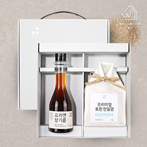 [웰굿]프리미엄 소금 혼합 선물세트 3호(토판400g,참기름250ml)