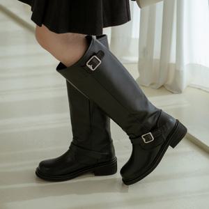 SOVO 러프리 라이더 가죽롱부츠 4cm