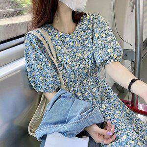 플라워 여름 여성 봄 러블리 스모크 청순 롱원피스 (WFFRBOZ)