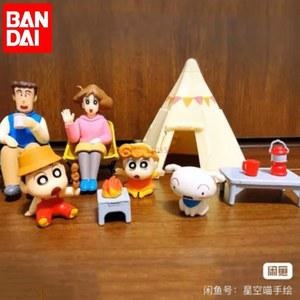 가족 애니메이션 액션 피규어 짱구 노하라 캠핑 PVC 모델 인형 선물 수집 장난감 8cm