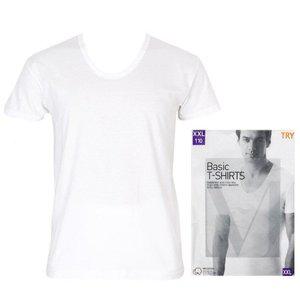 [osjarak]남자 빅사이즈 화이트 면 100 u넥 반팔 티셔츠_P346999967