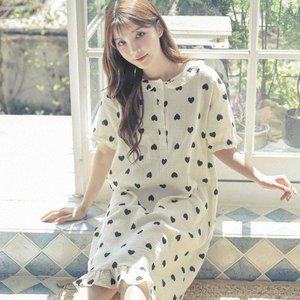 [옷자락]여자 러블리 하트 패턴 원피스 파자마_P323325771