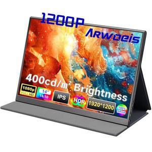 ARWOEIS 14인치 휴대용 모니터 FHD 1920 * 1200P, IPS 노트북 모니터, USB C HDMI, 모니터용 외장 노트북, PC, MAC PHONE, XBOX 호환용, SWITCH, PS, W /프리미엄 스마트 커버
