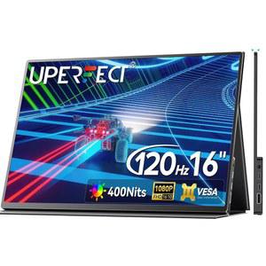 UPECT 16 U201D 휴대용 게이밍 모니터 | 120HZ, HDR 400니트 1080P IPS 초슬림 및 경량 알루미늄 합금 스마트 커버 VESA 노트북, PC, 게임 콘솔용 외부 보조 화면