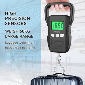 전자저울 LCD 디지털 걸이식 저울 휴대용 USB 충전식 크레인 후크 택배 수하물 가정용 도구 블랙 60kg 10g