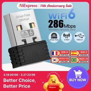 미니 USB 와이파이 원격 제어 카드 어댑터 무선 네트워크 수신기 윈도우 7 10/11 드라이버용 6 동글 AX286