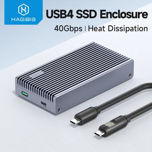 Hagibis 40Gbps USB4 M.2 NVMe SSD 인클로저LED 디스플레이 포함 썬더볼트 4/3 USB 3.2/3.1/3.0 BM M-키 케