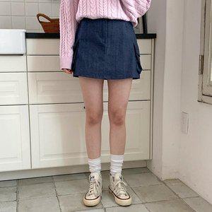 [신세계라이브쇼핑][옷자락] 여자 20대 카고포켓 뒷밴딩 데님 미니 스커트