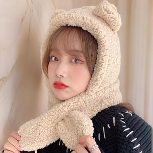 여성 후디 곰도리 바라클라바 플리스 머플러