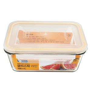 글라스락 라인 직사각 980ml/ 유리 반찬통 밀폐용기 내열용기 전자레인지가능