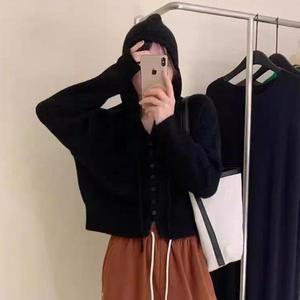 [오노마] ONM 여성 숏 루즈핏 꾸안꾸룩 후드 크롭 가디건