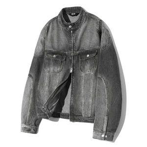 TRILLION 페이드 워싱 바이커 데님 자켓 (LIGHT GRAY) TRFJK19GR