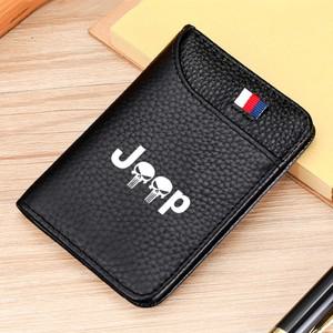 자동차 남성용 가죽 지갑 모터 ID 신용 카드 티켓 보관 가방 Jeep Compass Renegade Grand Cherokee Wrangl