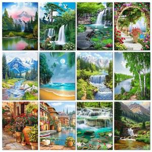 보석 십자수 5D DIY 다이아몬드 그림 풍경 예술 사진 라운드 자수 크로스 스티치 키트 장식 선물