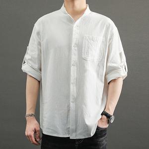 1+1 남성 린넨 반팔 차이나 셔츠 헨리넥 롤업 여름
