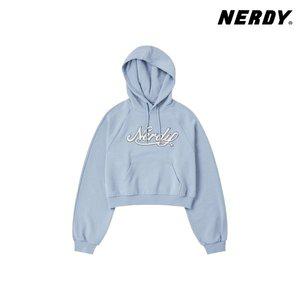 [널디] 우먼스 컬시브 로고 크롭 풀오버 후디 FM1PNEF24HD0851-LIGHTBLUE