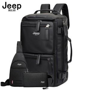 JEEP BULUO 빅 사이즈 남성 배낭 대용량 야외 라이딩 여행 가방 블랙 나일론 방수