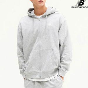 뉴발란스 NBMDE21013-MG 에센셜 싱글메쉬 후드집업 세미오버핏 후드티