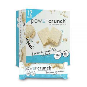 Power Crunch 단백질 웨이퍼 바, 맛있는 맛의 고단백 스낵, 프렌치 바닐라 크림, 39.7g(1.4온스) (12개)