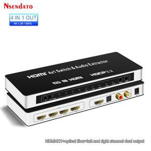 호환 HDMI  추출기 4K 4x1 스위처 4 in 1 out 60Hz 3D ARC SPDIF RCA L/R Romote 포함 PS4 애플 호환 TV용