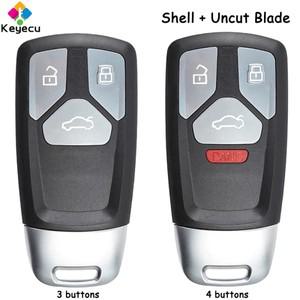 KEYECU 스마트 리모컨 자동차 키 쉘 케이스, 아우디 TT A4 A5 S4 S5 Q7 2017 2020 2022, 3 4 버튼 포브