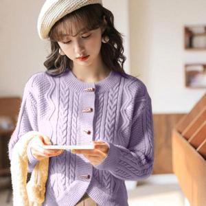 [셀러허브]5컬러 떡볶감성이 단추 꽈배기 가디건 라운드넥 겨울니트 (S31555577)
