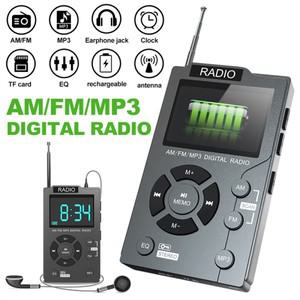 휴대용 미니 소형 포켓 AM FM 디지털 라디오 리시버  자동 검색 채널  TF 카드  MP3 음악 플레이어