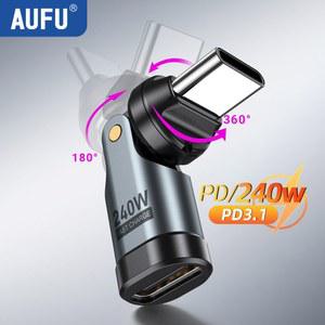 AUFU 240W USB C 어댑터 USBC 유형 고속 충전 케이블 남성 여성 변환기 16 노트북