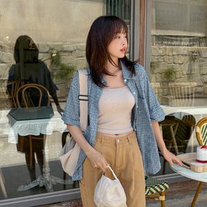 [빅사이즈]이블렛 벨뷰아 체크 포켓 코튼 셔츠 제이스타일