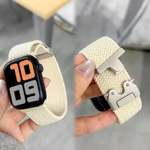 Apple watch 10 밴드 용 땋은 솔로 루프 46mm 44 45 42 40 41mm 울트라 2 49mm 낙하산 버클 스트랩 iwatch Serie 9 SE 8 7 6 5